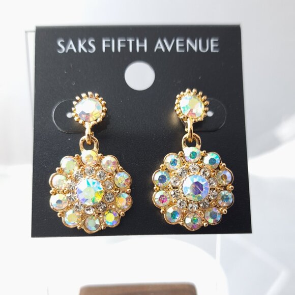 Saks Fifth Avenue AB Crystal Flower Earrings - Picture 3 of 7